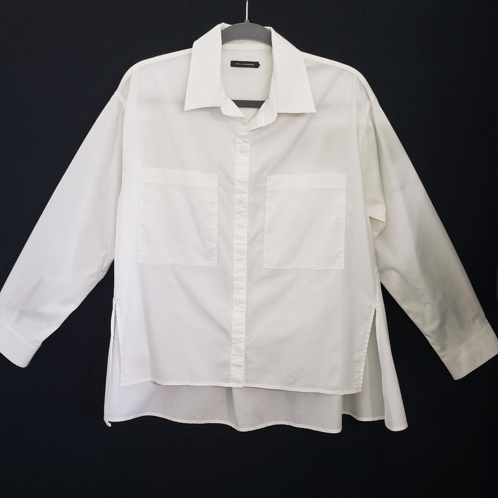 Stella Carakasi White Oversized Cotton Oxford Relaxed Coastal Beach Lagan M/L